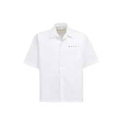 Marni Mens Poplin Logo Bowling Shirt